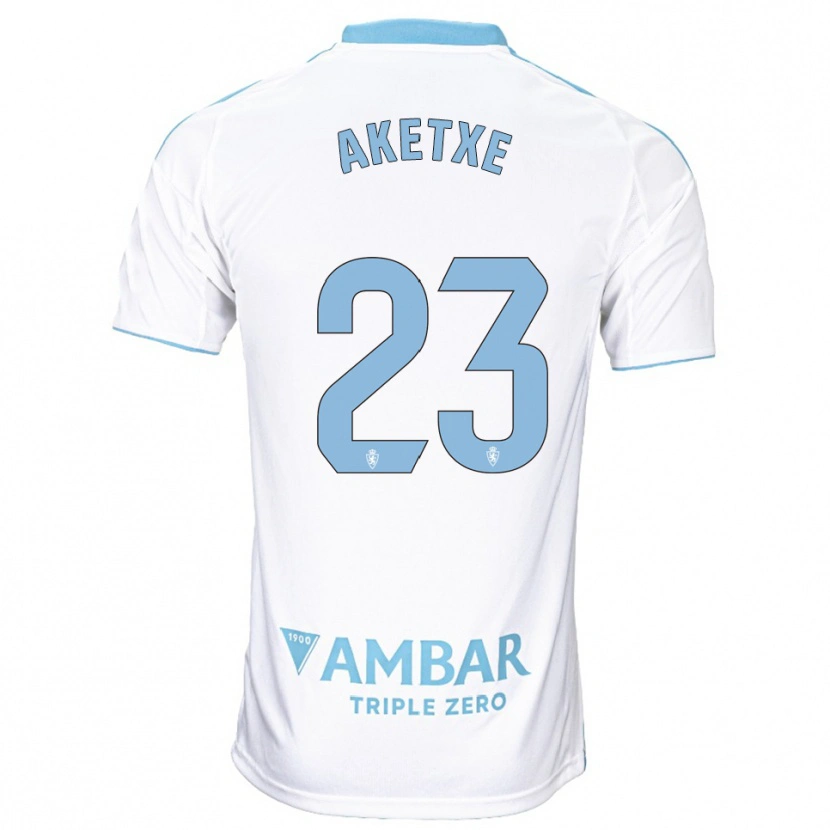 Danxen Niño Camiseta Ager Aketxe #23 Blanco Celeste 1ª Equipación 2025/26 La Camisa México