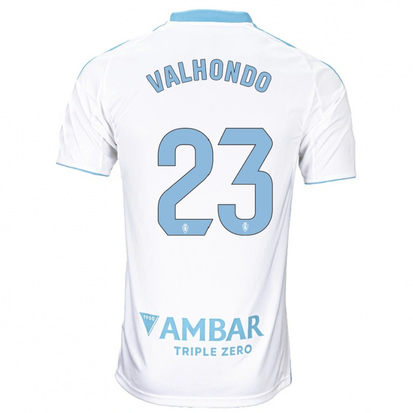 Danxen Niño Camiseta Marcos Valhondo #23 Blanco Celeste 1ª Equipación 2025/26 La Camisa México