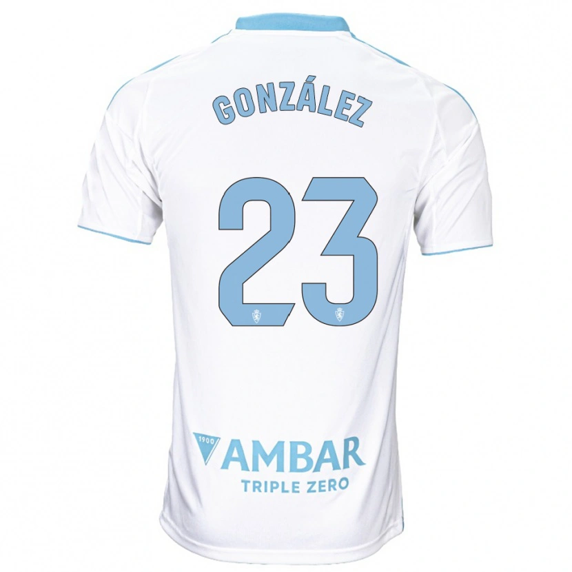 Danxen Niño Camiseta Álex González #23 Blanco Celeste 1ª Equipación 2025/26 La Camisa México
