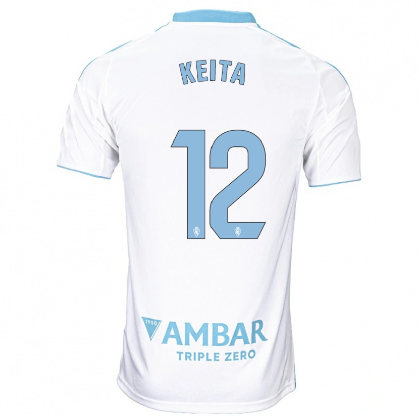 Danxen Niño Camiseta Lassine Keita #12 Blanco Celeste 1ª Equipación 2025/26 La Camisa México