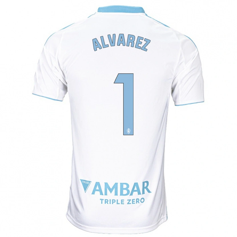 Danxen Niño Camiseta Cristian Álvarez #1 Blanco Celeste 1ª Equipación 2025/26 La Camisa México