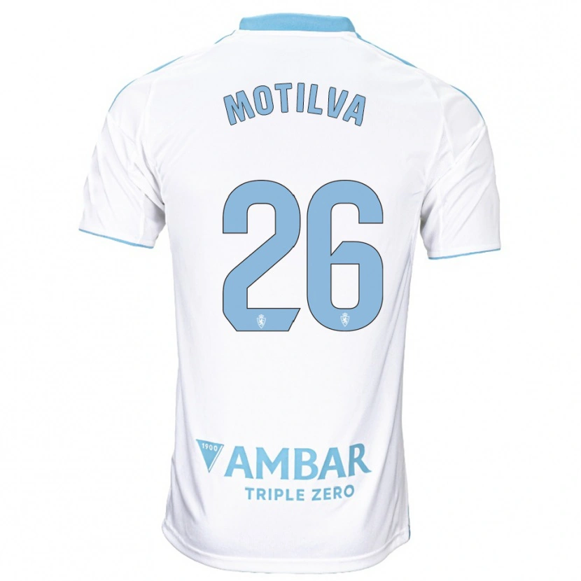 Danxen Niño Camiseta Adrián Motilva #26 Blanco Celeste 1ª Equipación 2025/26 La Camisa México
