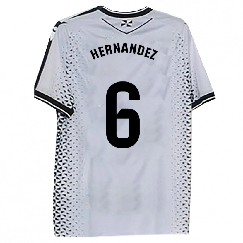 Danxen Niño Camiseta Carlos Hernández #6 Blanco Negro 1ª Equipación 2025/26 La Camisa México