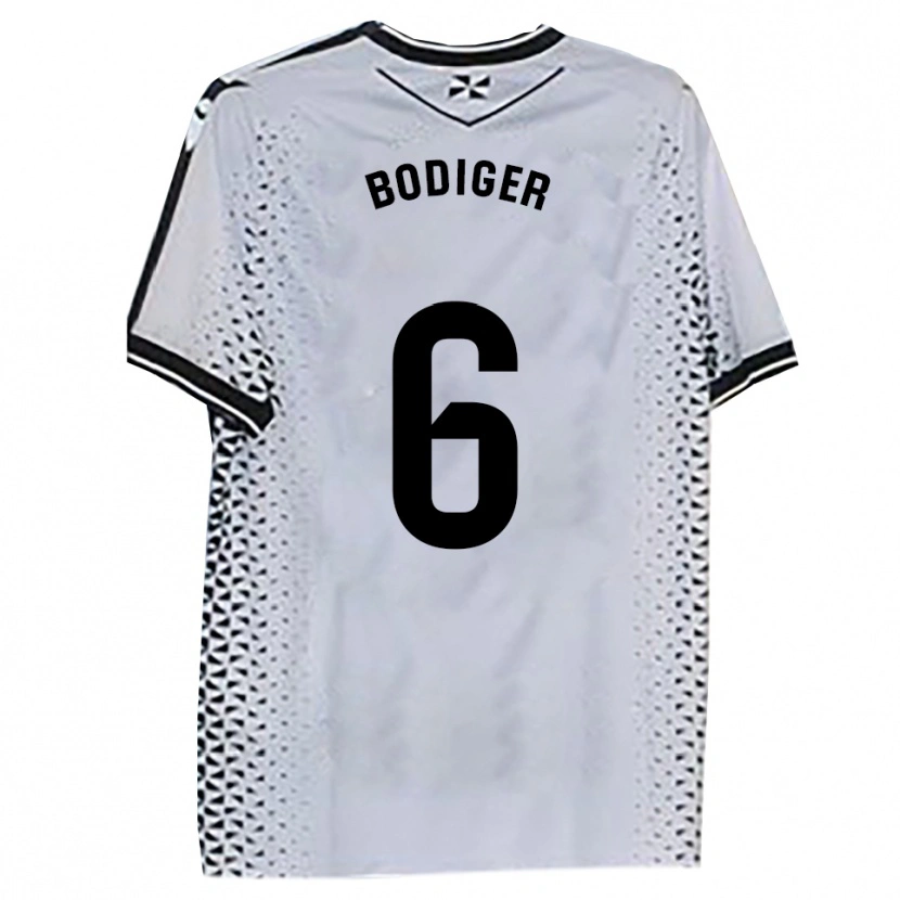 Danxen Niño Camiseta Yann Bodiger #6 Blanco Negro 1ª Equipación 2025/26 La Camisa México