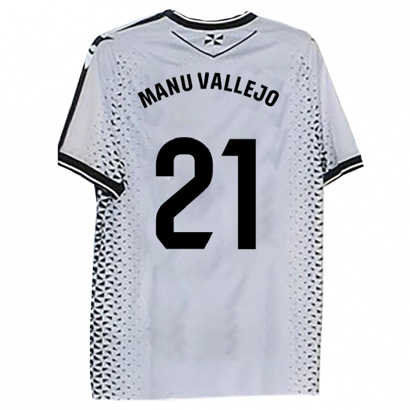 Danxen Niño Camiseta Manu Vallejo #21 Blanco Negro 1ª Equipación 2025/26 La Camisa México