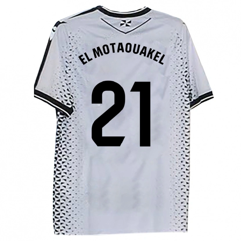 Danxen Niño Camiseta Hamza El Motaouakel #21 Blanco Negro 1ª Equipación 2025/26 La Camisa México