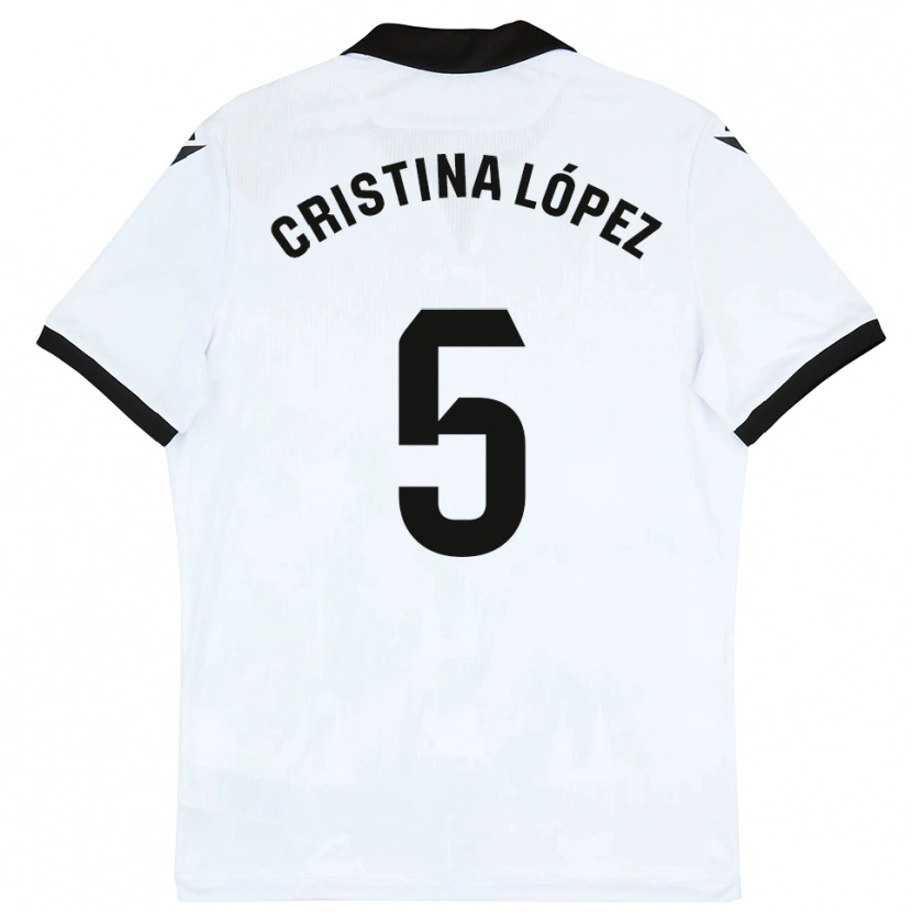 Danxen Niño Camiseta Cristina López #5 Blanco Negro 1ª Equipación 2025/26 La Camisa México