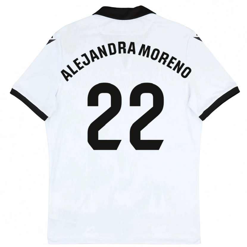 Danxen Niño Camiseta Alejandra Moreno #22 Blanco Negro 1ª Equipación 2025/26 La Camisa México