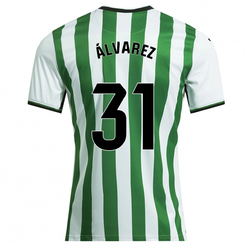 Danxen Niño Camiseta Iker Álvarez #31 Blanco Verde 1ª Equipación 2025/26 La Camisa México