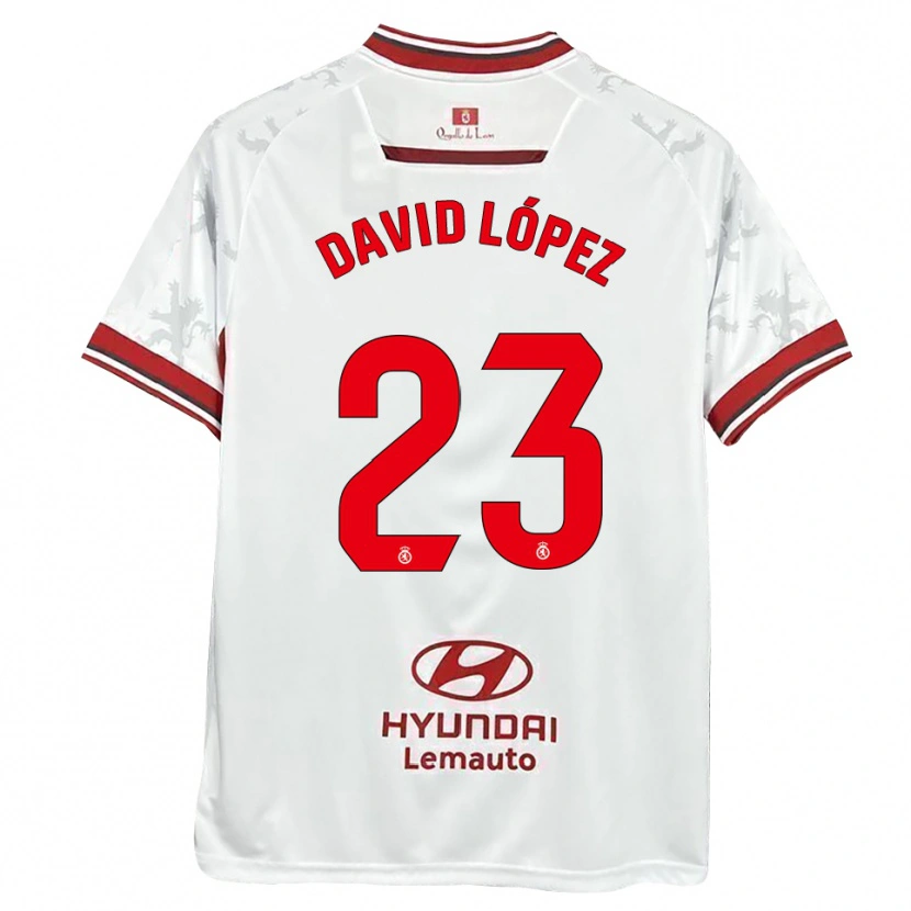 Danxen Niño Camiseta David López #23 Blanco Rojo 1ª Equipación 2025/26 La Camisa México
