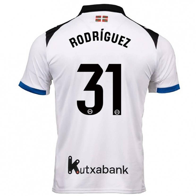 Danxen Niño Camiseta Adrián Rodríguez #31 Blanco Azul 2ª Equipación 2025/26 La Camisa México