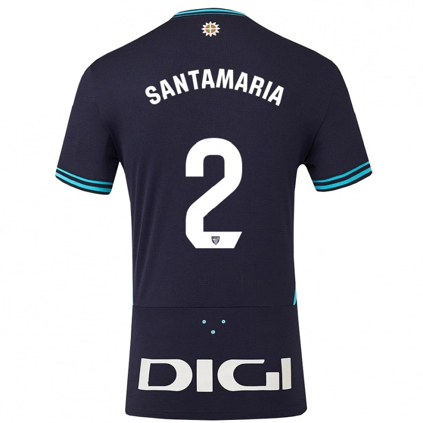 Danxen Niño Camiseta Unai Santamaría #2 Azul Marino Celeste 2ª Equipación 2025/26 La Camisa México