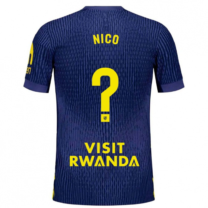 Danxen Niño Camiseta Nico Fernández #0 Azul Marino Amarillo 2ª Equipación 2025/26 La Camisa México