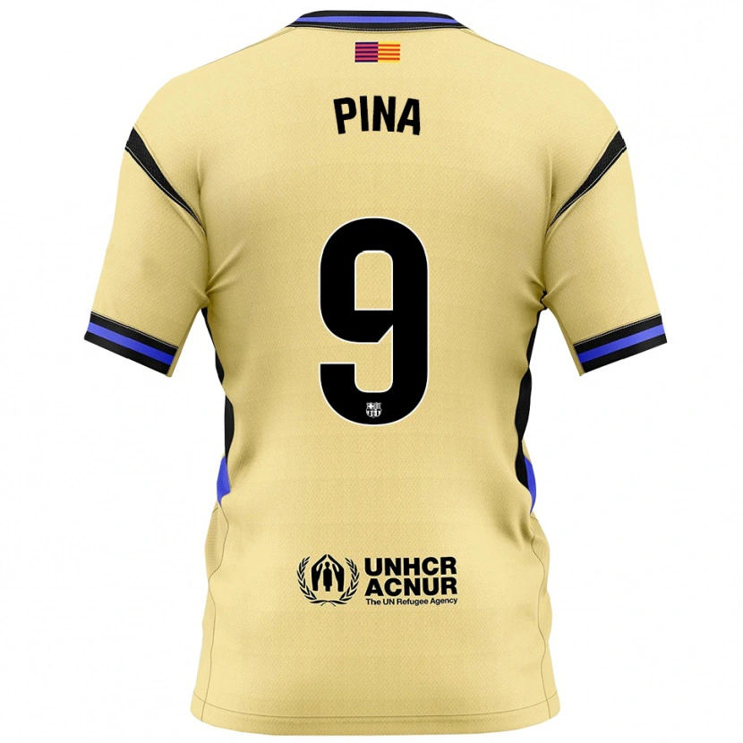 Danxen Niño Camiseta Claudia Pina Medina #9 Amarillo Negro 2ª Equipación 2025/26 La Camisa México