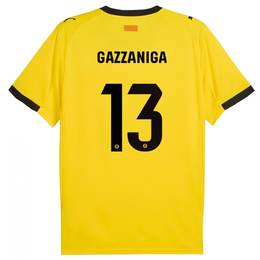 Danxen Niño Camiseta Paulo Gazzaniga #13 Amarillo Negro 2ª Equipación 2025/26 La Camisa México