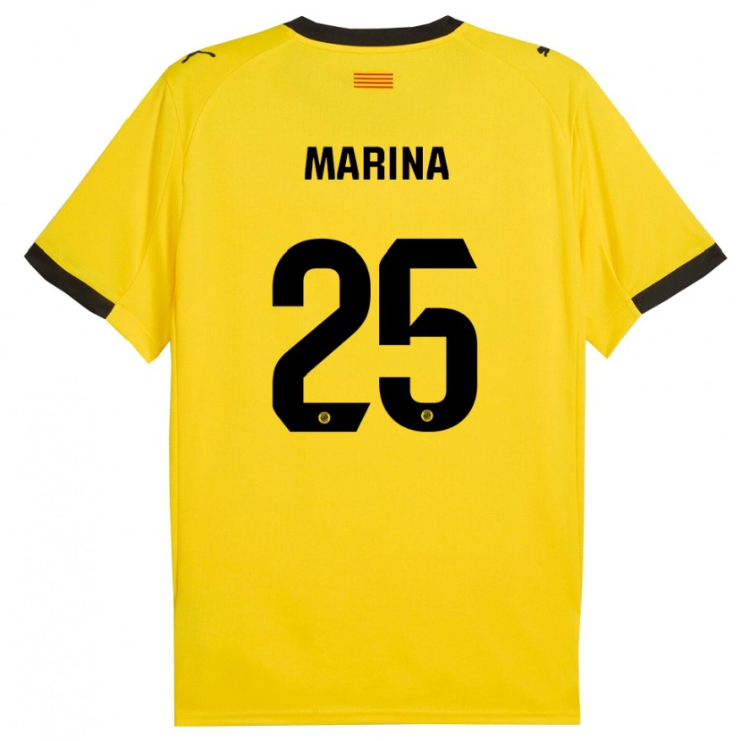 Danxen Niño Camiseta Sergi Marina #25 Amarillo Negro 2ª Equipación 2025/26 La Camisa México