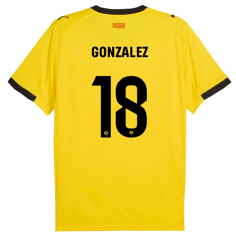 Danxen Niño Camiseta Gerard Gonzalez #18 Amarillo Negro 2ª Equipación 2025/26 La Camisa México