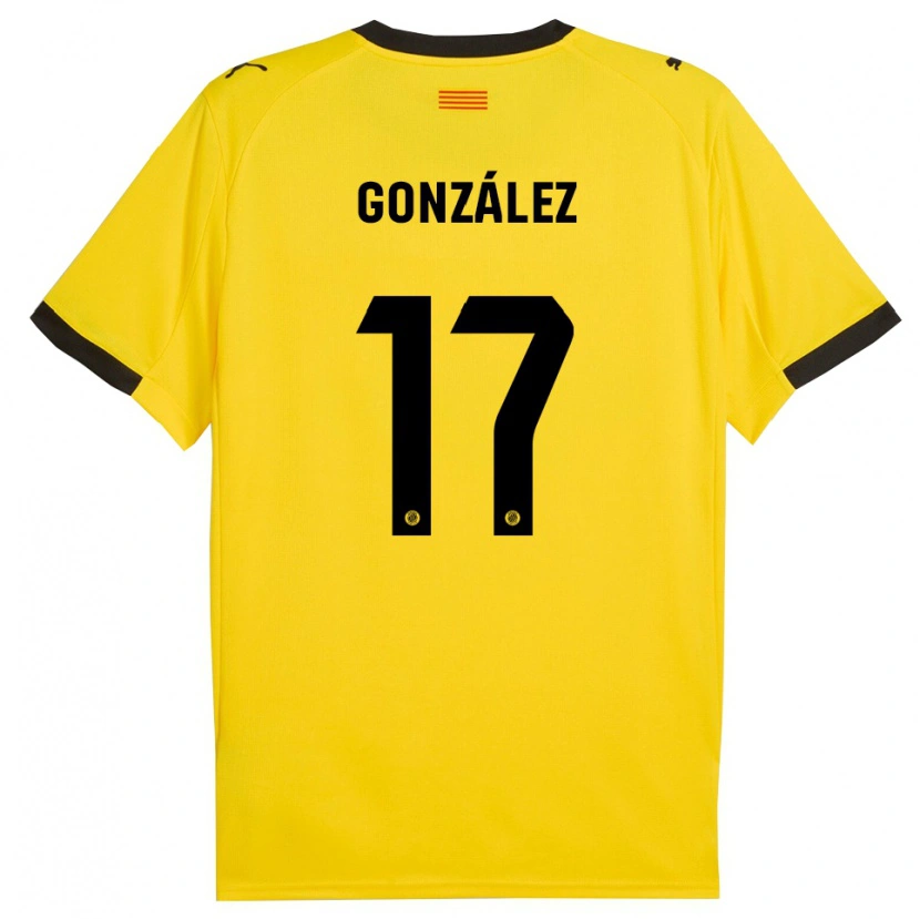 Danxen Niño Camiseta Mario González #17 Amarillo Negro 2ª Equipación 2025/26 La Camisa México