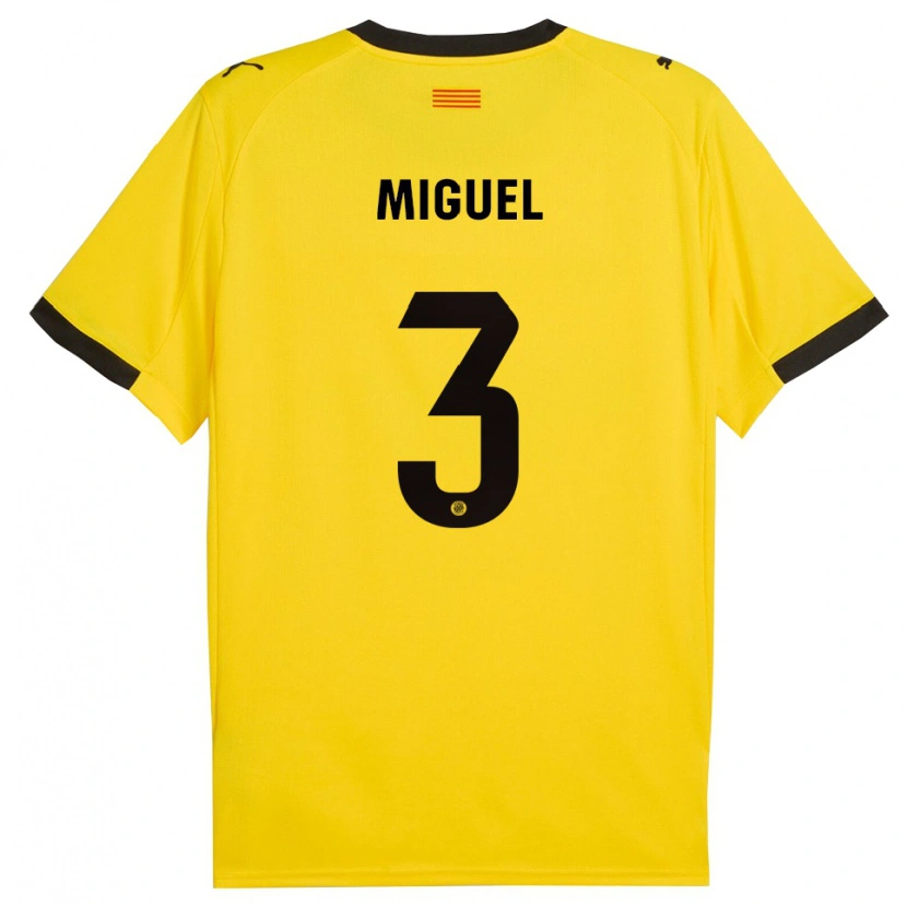 Danxen Niño Camiseta Miguel Gutiérrez #3 Amarillo Negro 2ª Equipación 2025/26 La Camisa México