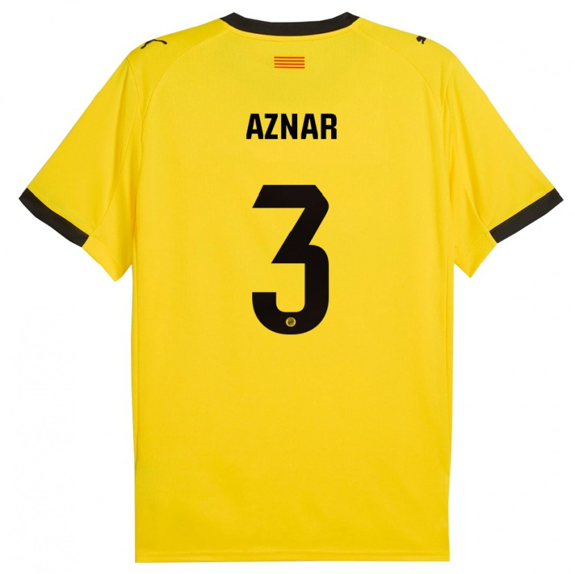 Danxen Niño Camiseta Marc Aznar #3 Amarillo Negro 2ª Equipación 2025/26 La Camisa México