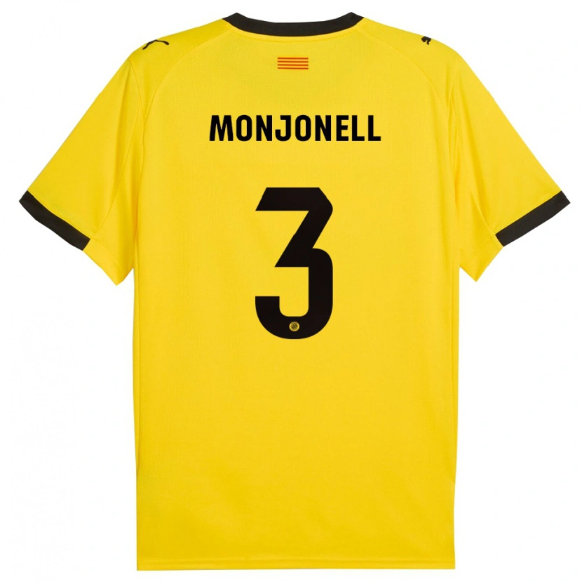 Danxen Niño Camiseta Eric Monjonell #3 Amarillo Negro 2ª Equipación 2025/26 La Camisa México
