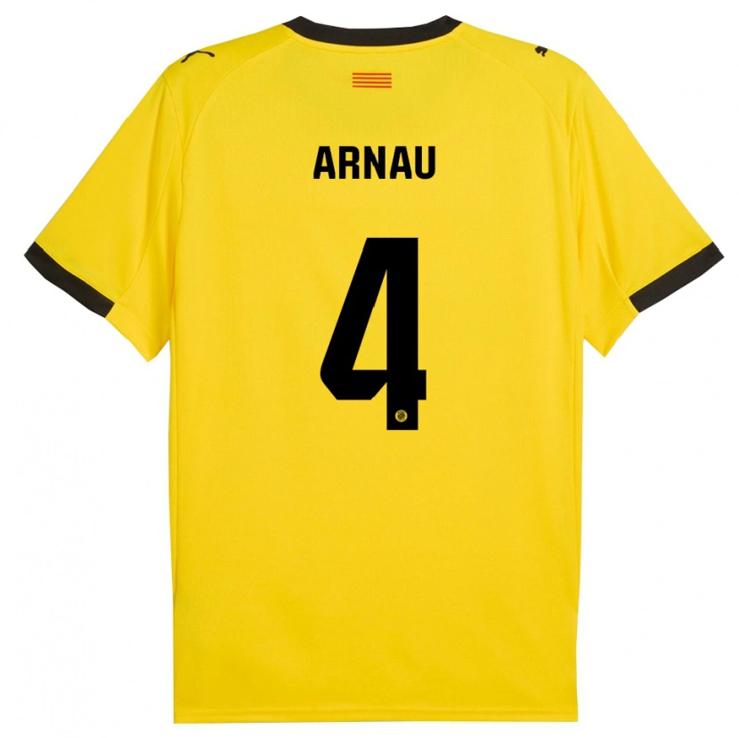 Danxen Niño Camiseta Arnau Martínez #4 Amarillo Negro 2ª Equipación 2025/26 La Camisa México