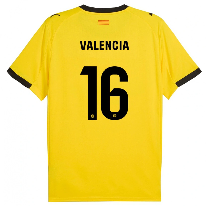 Danxen Niño Camiseta Carla Valencia #16 Amarillo Negro 2ª Equipación 2025/26 La Camisa México