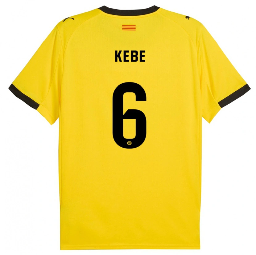 Danxen Niño Camiseta Ibrahima Kébé #6 Amarillo Negro 2ª Equipación 2025/26 La Camisa México