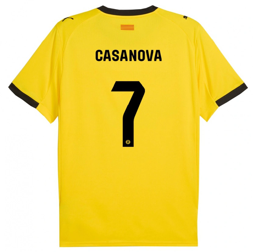 Danxen Niño Camiseta Àstrid Casanova #7 Amarillo Negro 2ª Equipación 2025/26 La Camisa México
