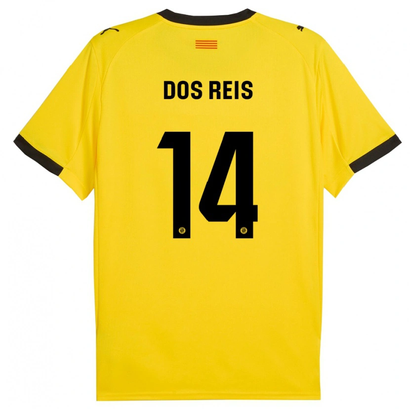 Danxen Niño Camiseta Leo Dos Reis #14 Amarillo Negro 2ª Equipación 2025/26 La Camisa México
