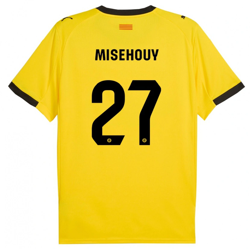 Danxen Niño Camiseta Gabriel Misehouy #27 Amarillo Negro 2ª Equipación 2025/26 La Camisa México