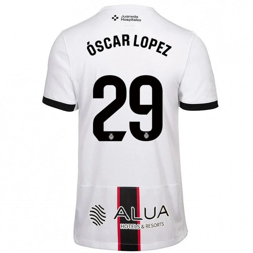 Danxen Niño Camiseta Óscar López #29 Blanco Negro 2ª Equipación 2025/26 La Camisa México