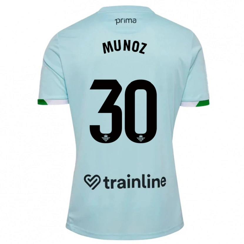 Danxen Niño Camiseta Blanca Muñoz #30 Celeste Verde 2ª Equipación 2025/26 La Camisa México