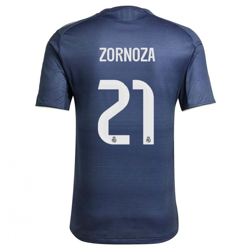 Danxen Niño Camiseta Claudia Zornoza #21 Azul Marino Plata 2ª Equipación 2025/26 La Camisa México