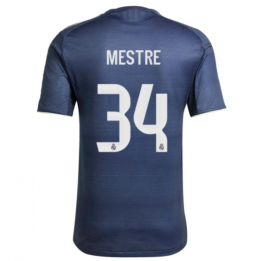 Danxen Niño Camiseta Sergio Mestre #34 Azul Marino Plata 2ª Equipación 2025/26 La Camisa México