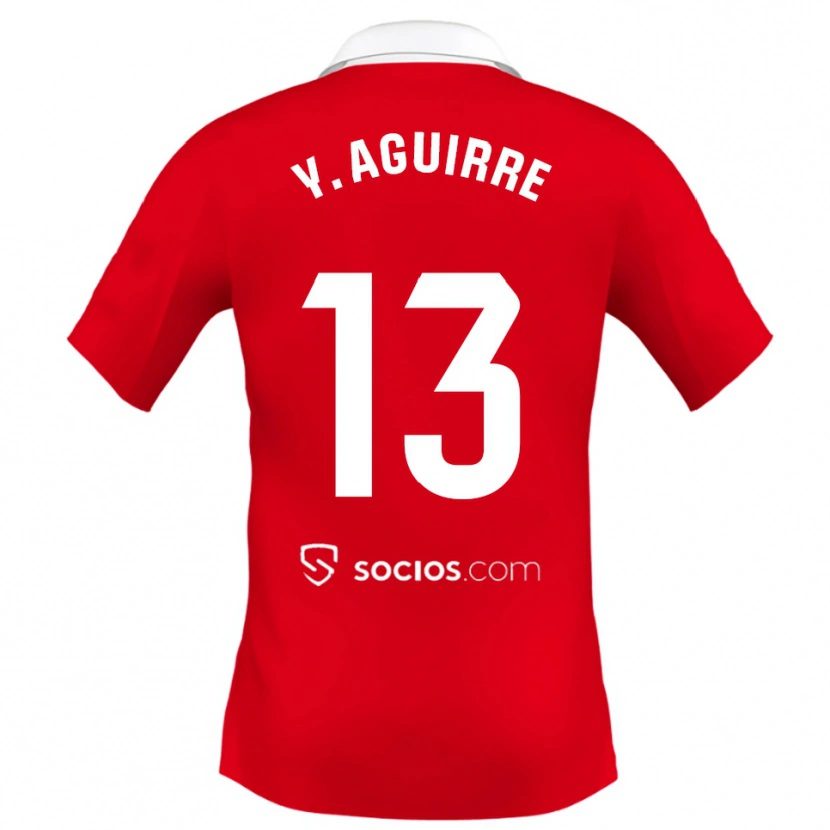Danxen Niño Camiseta Yolanda Aguirre Gutiérrez #13 Rojo Blanco Gris 2ª Equipación 2025/26 La Camisa México