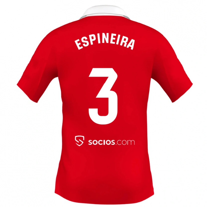 Danxen Niño Camiseta Alberto Espiñeira #3 Rojo Blanco Gris 2ª Equipación 2025/26 La Camisa México