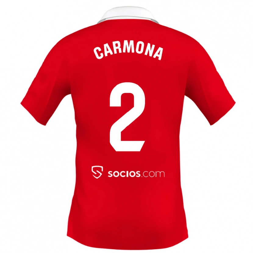 Danxen Niño Camiseta José Ángel Carmona #2 Rojo Blanco Gris 2ª Equipación 2025/26 La Camisa México