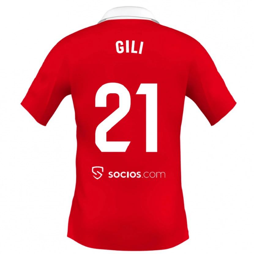 Danxen Niño Camiseta Gemma Gili #21 Rojo Blanco Gris 2ª Equipación 2025/26 La Camisa México