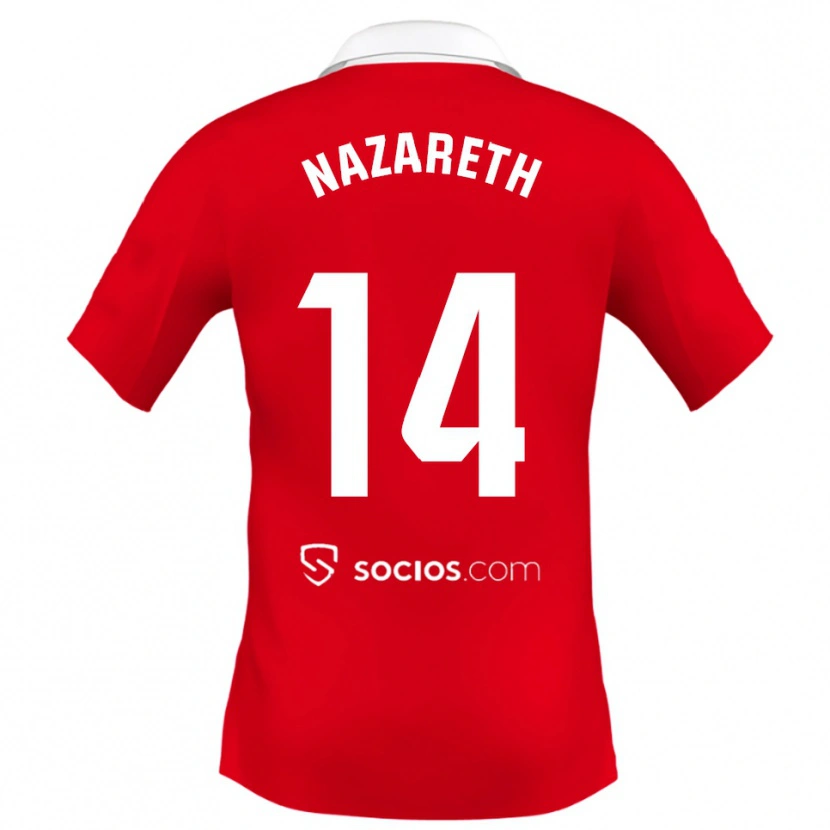 Danxen Niño Camiseta Nazareth Martín #14 Rojo Blanco Gris 2ª Equipación 2025/26 La Camisa México