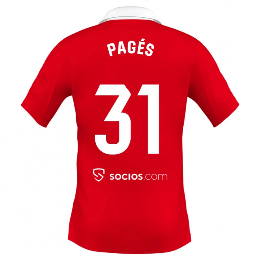 Danxen Niño Camiseta Lukas Pagés #31 Rojo Blanco Gris 2ª Equipación 2025/26 La Camisa México