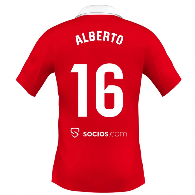 Danxen Niño Camiseta Alberto González #16 Rojo Blanco Gris 2ª Equipación 2025/26 La Camisa México