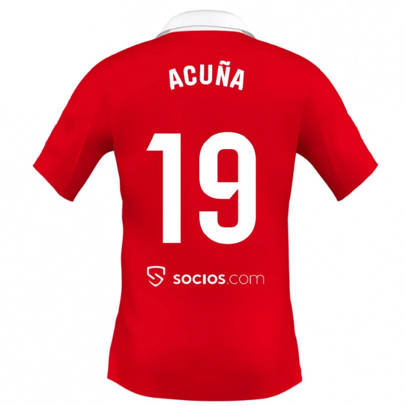 Danxen Niño Camiseta Marcos Acuna #19 Rojo Blanco Gris 2ª Equipación 2025/26 La Camisa México