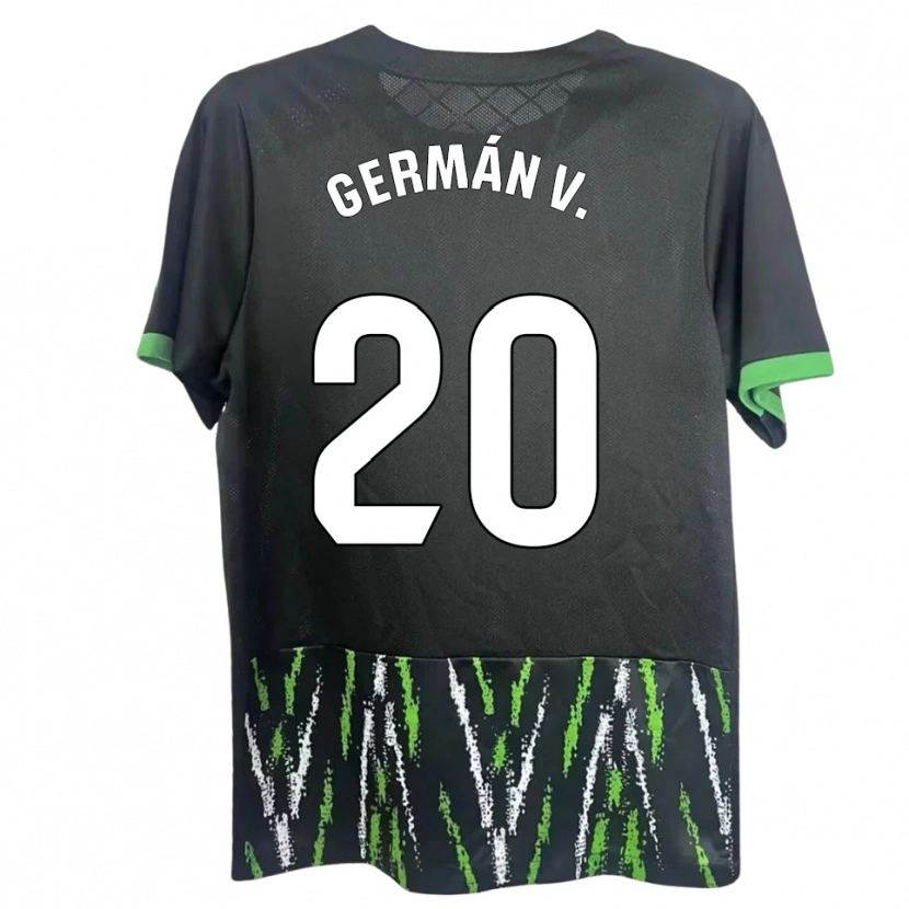 Danxen Niño Camiseta Germán Valera #20 Negro Verde 2ª Equipación 2025/26 La Camisa México