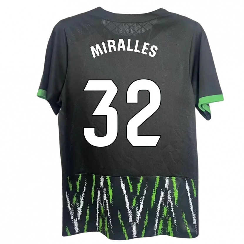 Danxen Niño Camiseta Álvaro Miralles #32 Negro Verde 2ª Equipación 2025/26 La Camisa México