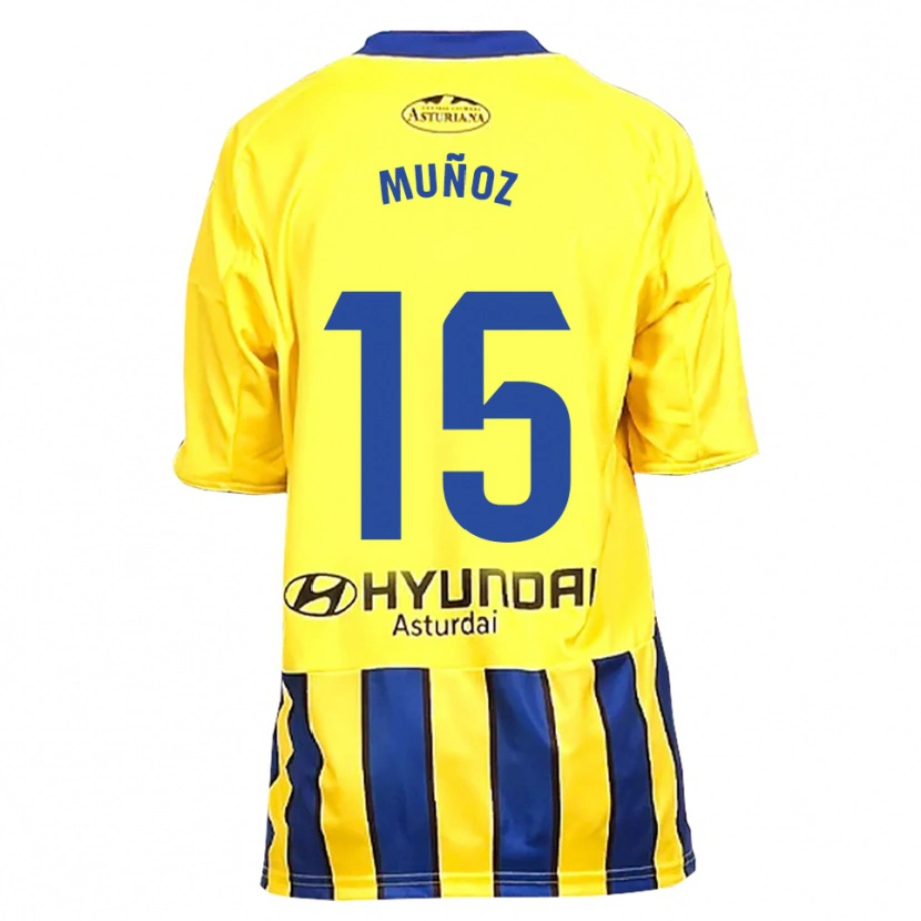 Danxen Niño Camiseta Curro Muñoz #15 Amarillo Azul 2ª Equipación 2025/26 La Camisa México