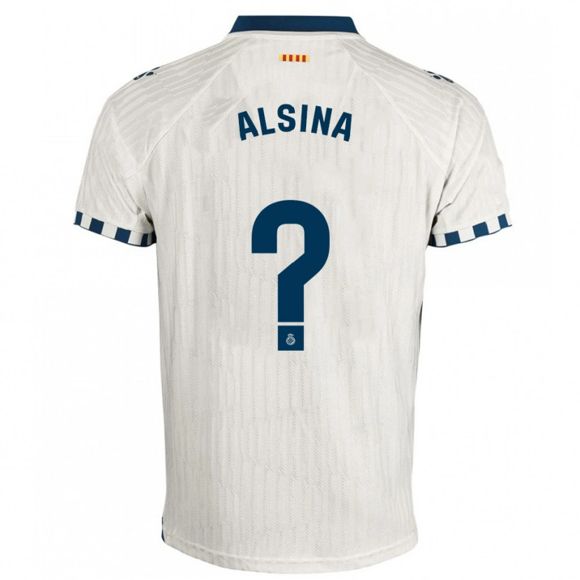 Danxen Niño Camiseta Joel Alsina #0 Blanco Azul 2ª Equipación 2025/26 La Camisa México