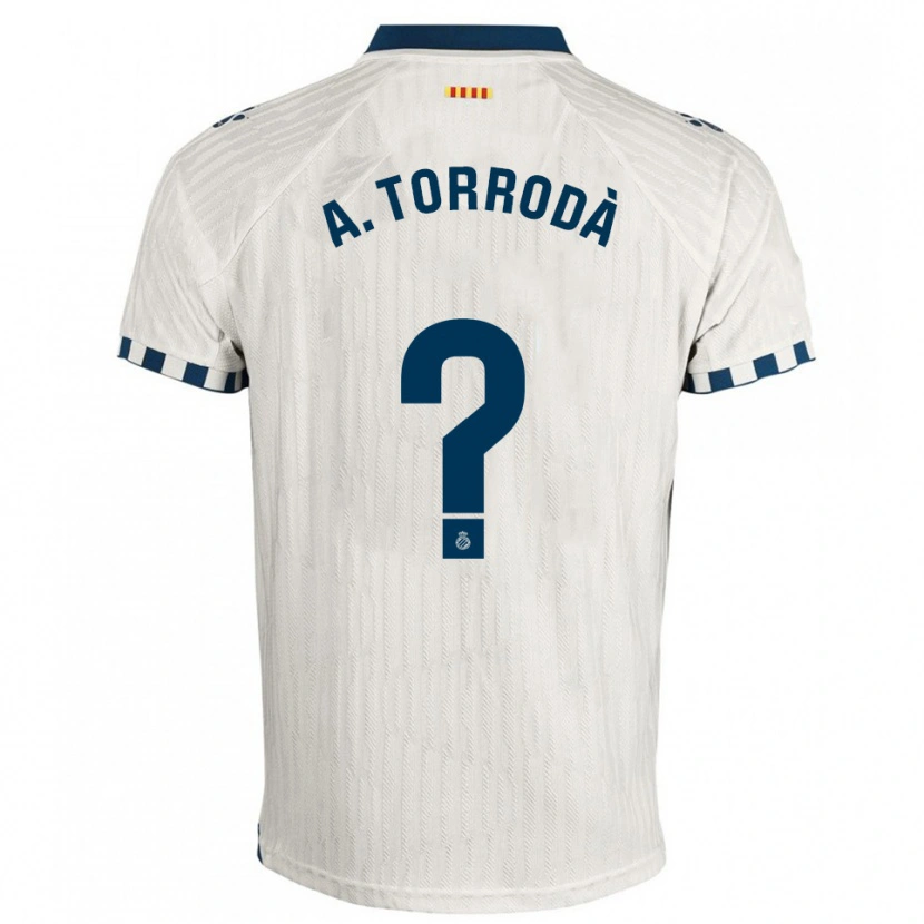 Danxen Niño Camiseta Anna Torrodà Ricard #0 Blanco Azul 2ª Equipación 2025/26 La Camisa México