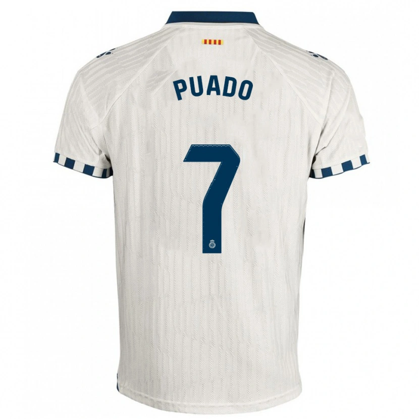 Danxen Niño Camiseta Javi Puado #7 Blanco Azul 2ª Equipación 2025/26 La Camisa México