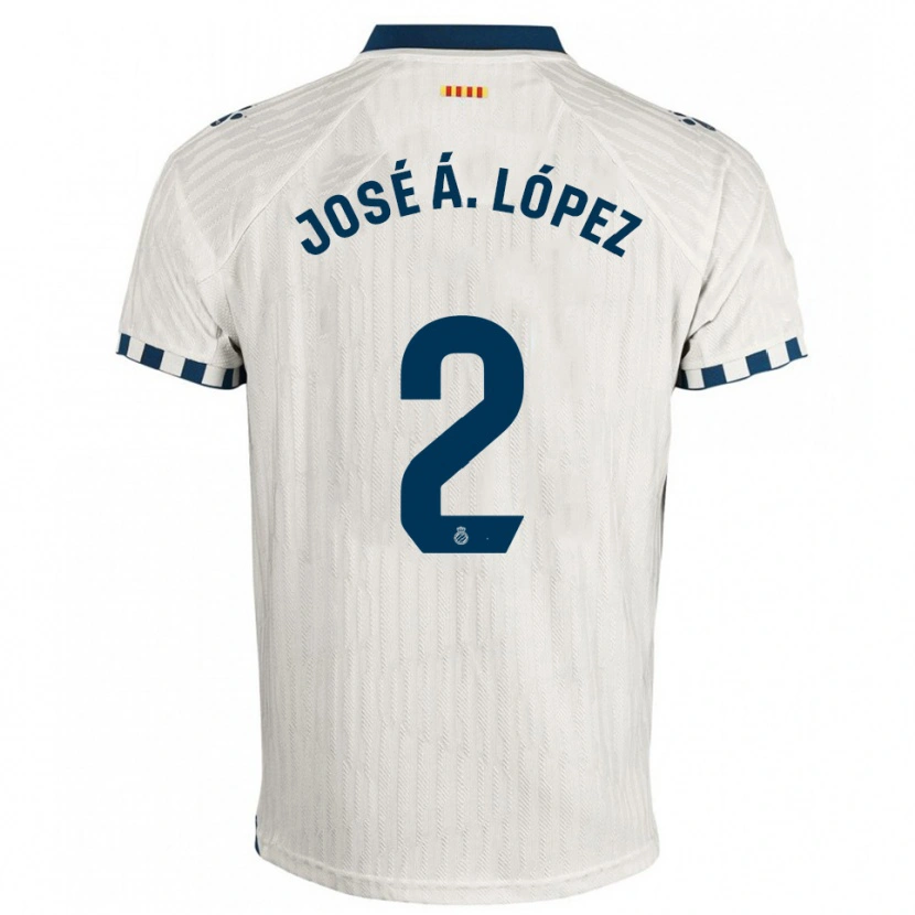 Danxen Niño Camiseta José Ángel López #2 Blanco Azul 2ª Equipación 2025/26 La Camisa México